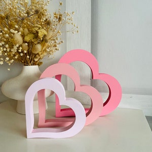 Freestanding wooden hollow heart shape ornament decor any colour girly bedroom shelf decor pink nursery girls room image 1