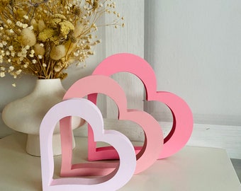 Freestanding wooden hollow heart shape ornament decor any colour girly bedroom shelf decor pink nursery girls room