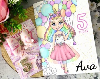 Birthday badge, pink birthday badge, birthday hair bow, girls birthday card,personalised birthday card, pink hair bow