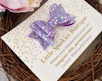 Handmade Purple Glitter Hair Bow: 3.5" Girls Bow