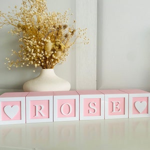 Personalised wooden name baby blocks cubes letter blocks stacking shelf decor nursery bedroom decor baby shower gift present