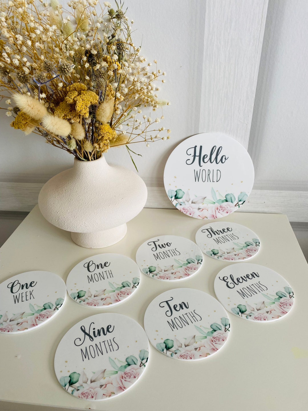 Floral Acrylic Baby Milestone Discs: Newborn Photo Props - Etsy