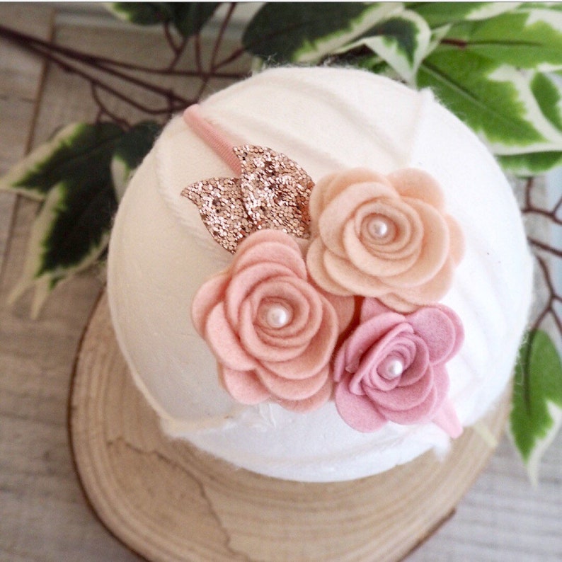 christening headband girls hair accessories baby girl headband rose gold bow,wedding hair Rose cluster,flower headband