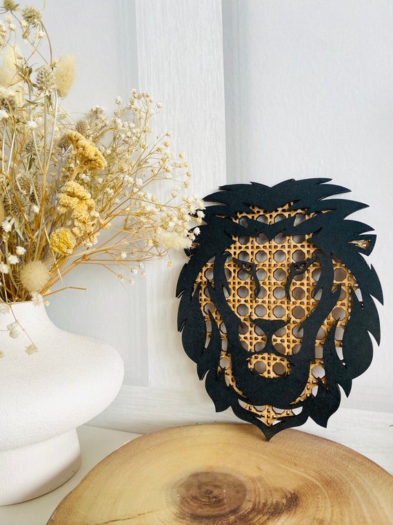 Rattan Lion Wall Decor Bedroom Wall Animal Hanging Nursery Etsy