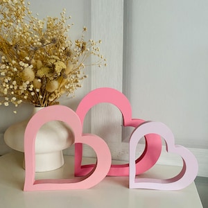 Freestanding wooden hollow heart shape ornament decor any colour girly bedroom shelf decor pink nursery girls room image 5