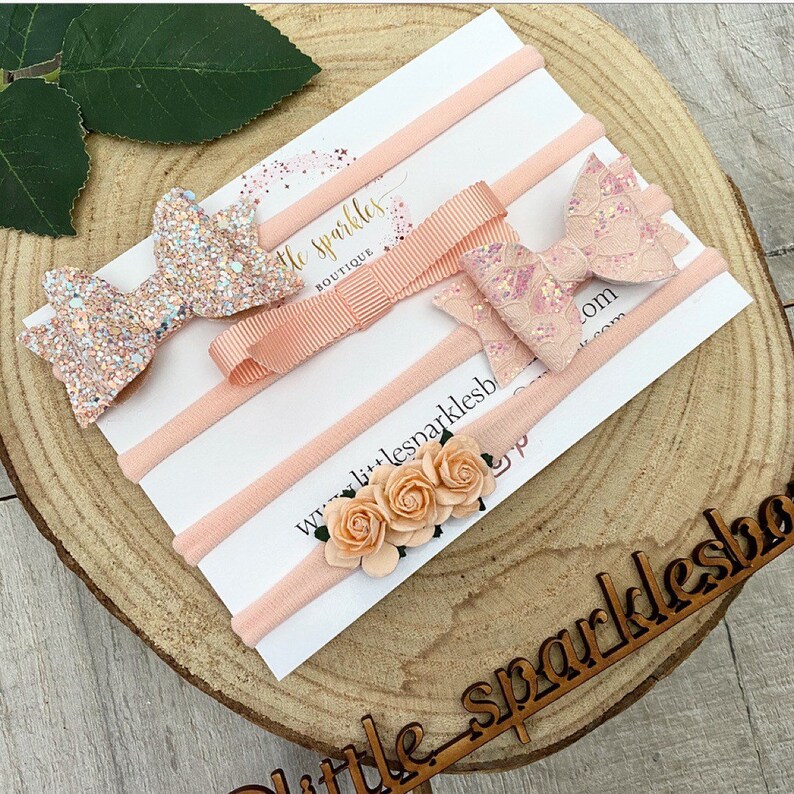 floral hair bow Peach hair bow cake smash prop tie bow newborn headband baby bow flower headband baby headband photo prop