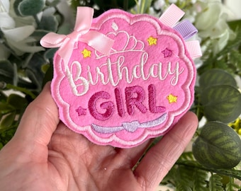 Birthday girl badge, girls birthday badge, pink birthday badge, girls pink birthday badge