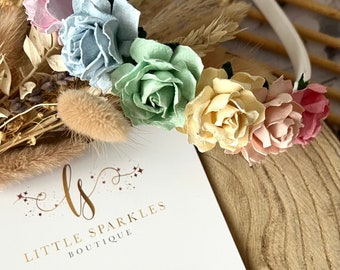Regenbogen Mulberry Papier Rose Stirnband: Baby Foto Requisite