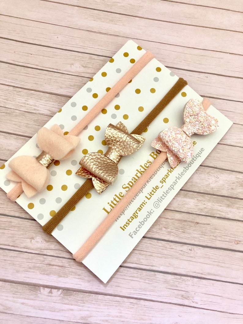 Rose Gold Hair Bow Peach Hair Bow Baby Bow Girls Hair Etsy