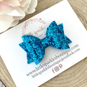 Türkis Glitter Haarschleife: Mädchen Blue Sparkle Bow