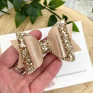 Handmade Gold Glitter Bow: Baby & Girls Hair Accessory