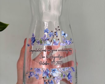 Personalized Floral Anniversary Vase, Custom Wedding Gift