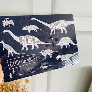 Set de table personnalisé pour enfants : thème dinosaure, protecteur de table en acrylique