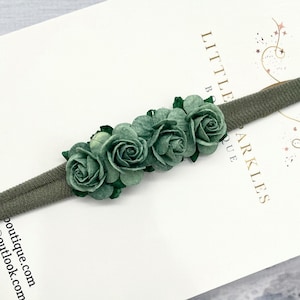 Salbei grüne Blume Haarband, grüne Blume Haarband, Baby Blume Haarband, Mädchen Blume Haarband