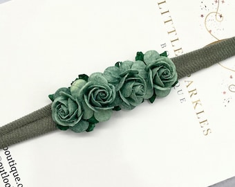 Blumen Haarband, Stirnband grün, Baby Stirnband, grüne Blume Haarband, Fotoshooting Requisite,