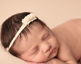 Cream flower headband, ivory flower headband headband, flower headband, baby bow, pink hair bow, girls hair accessories, wedding hair,