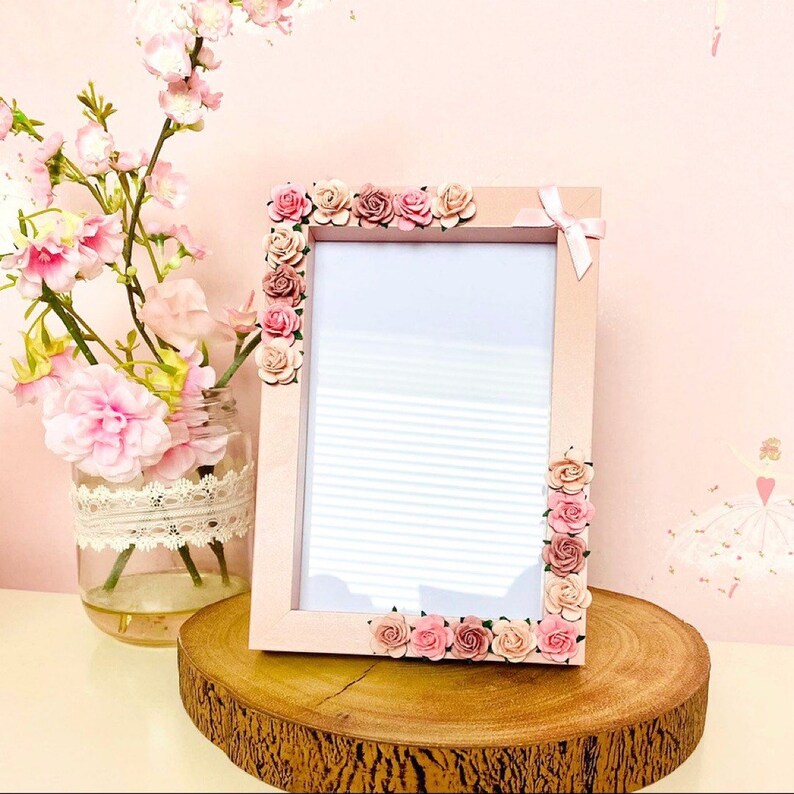 Pink photo frame floral photo frame girls nursery decor Etsy