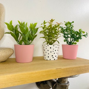 Set of 3 Faux plant in pot herbs any colours girls bedroom shelf decor shelfie bedroom accessories jungle theme nursery flower pot pink image 3