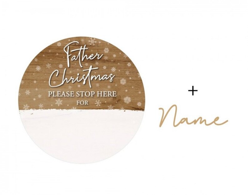 Father Christmas Santa please stop here personalised family children name plaque sign door sign hanging Christmas Xmas Eve image 4