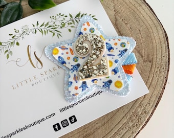 Space birthday badge, boys space badge, blue birthday badge