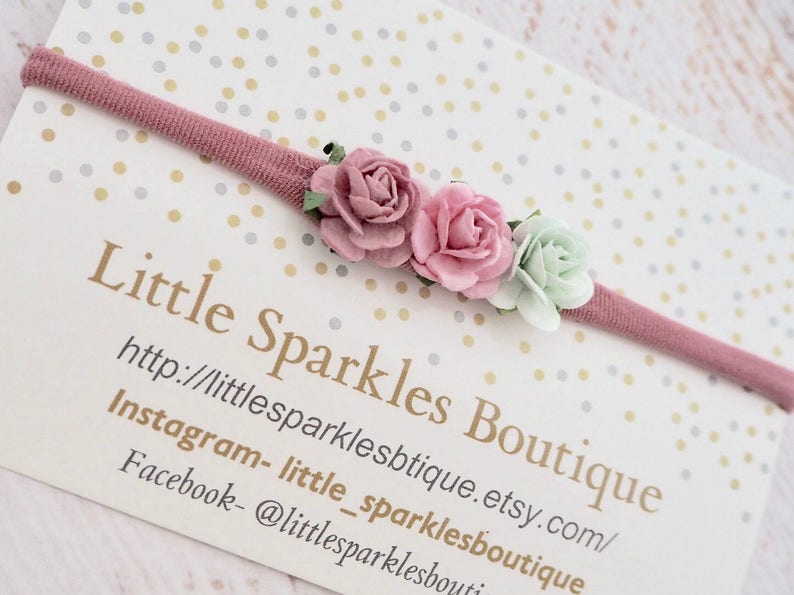 flower headband mint hair bow baby bow wedding hair Pink hair bow girls hair accessories baby headband