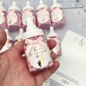 Baby shower party favour sweets bottle baby bottle gift personalised favours bubba gender reveal sweets