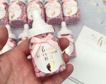 Personalised Baby Bottle Sweets, Baby Shower Favours, Boy Girl Millions Candy