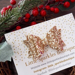 Handmade Gold Glitter Bow: Baby & Girls Hair Accessory image 4
