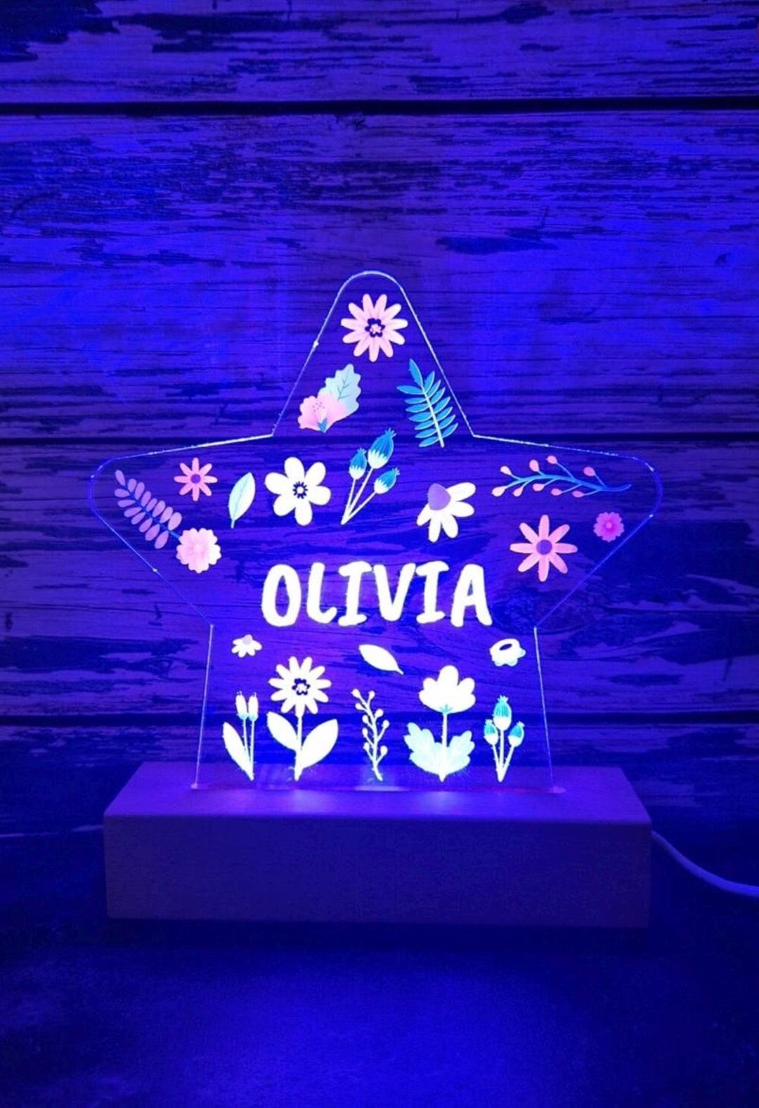 Pretty Floral Flower Star Shape Led Night Light Usb, Girls Bedroom