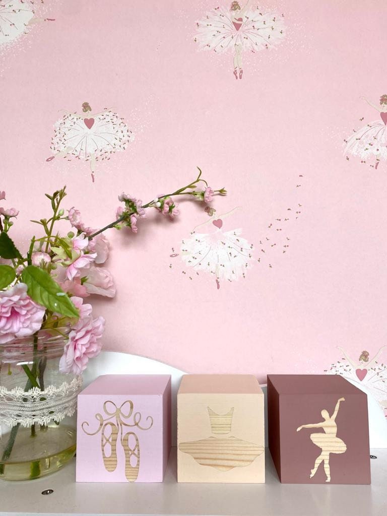 Set of 3 Girls ballet wooden blocks cubesstacking nursery Etsy