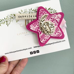 Personalized Birthday Badge: Pink Glitter Star, Cake Smash Prop