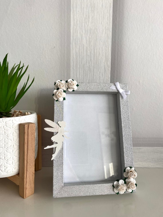 Silver Glitter Photo Frame Floral Photo Frame Girls Nursery Etsy