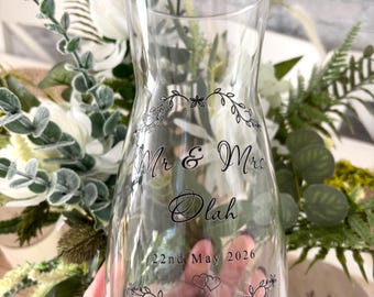 Jarrón de boda personalizado, regalo personalizado para el Sr. y la Sra., jarrón de boda, regalo de boda,