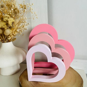 Freestanding wooden hollow heart shape ornament decor any colour girly bedroom shelf decor pink nursery girls room image 3