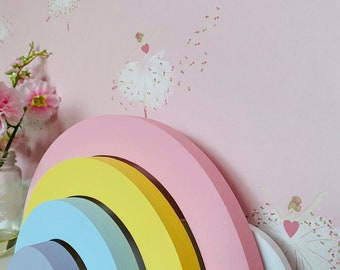 Rainbow nursery decor, wooden rainbow, nursery decor, girls nursery decor, pink rainbow, baby girl gift, stacking rainbow, pink, lilac