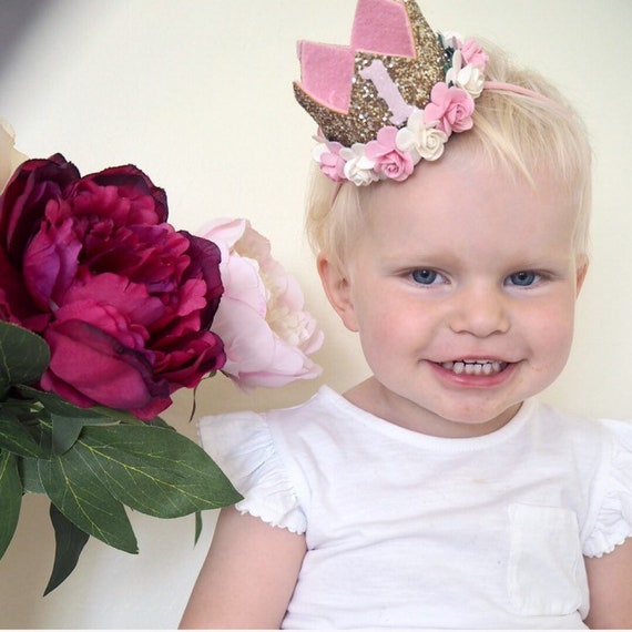  Corona de cumpleaños para bebé niña, tiara de flores, diadema  para fiesta de cumpleaños, Flor 1 : Bebés