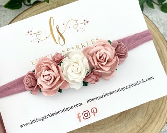 Blumen Haarband, altrosa Stirnband, Baby Stirnband, rosa Blumen Haarband, Fotoshooting Requisite, Hochzeit Haarband, Taufe Band