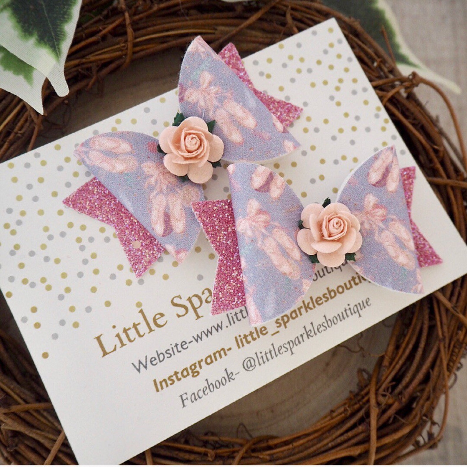 pink hair bow, ballet bow, lilac hair bow, flower headband, girls hair bow, baby bow, photo shoot prop, glitter bow