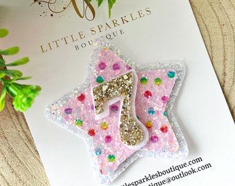 Rainbow Glitter Birthday Badge, polka dot birthday badge, Glitter Birthday badge, pink glitter badge, girls birthday badge,