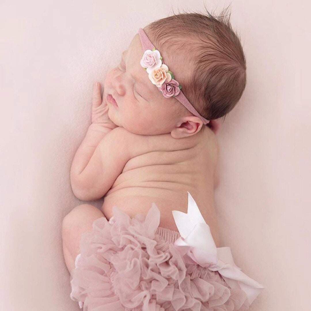 Pink Hair Bow, Peach Hair Bow, Flower Headband, Baby Headband, Baby Bow