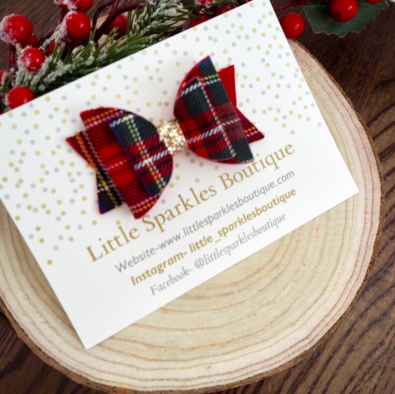 Tartan hair bow baby bow girls hair accessories red tartan bow red hair bow gold hair bow