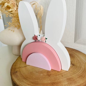 Wooden stacking rainbow bunny ears rabbit girls bedroom decor girls room accessories shelf decor shelfie image 3