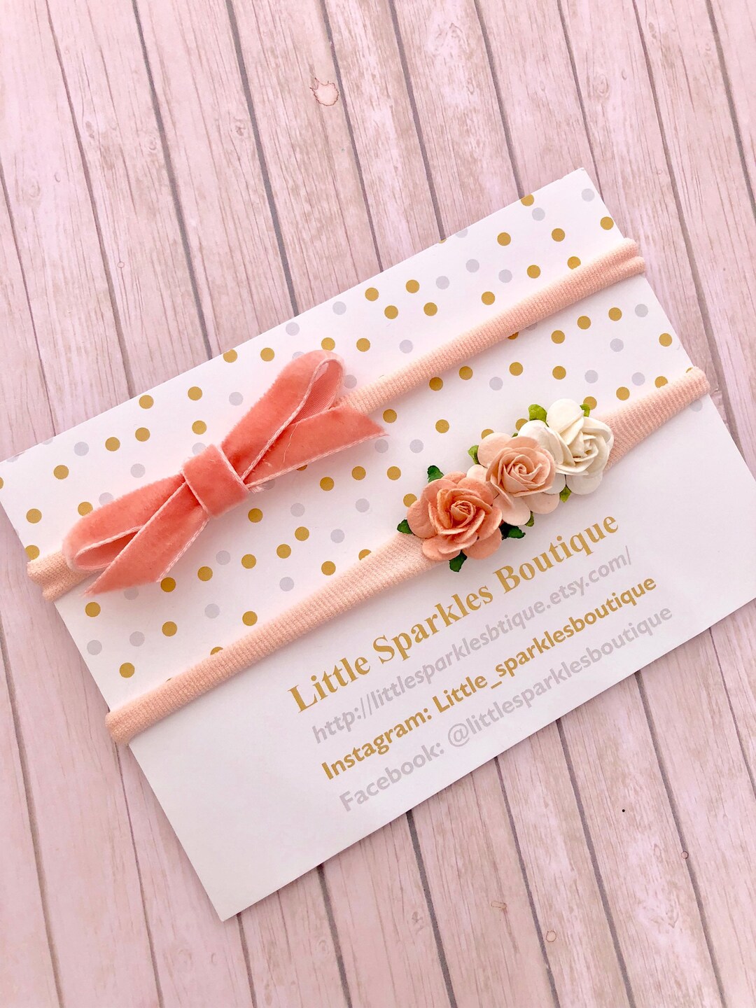 Peach Hair Bow Baby Bow Flower Headband Girls Hair Etsy UK