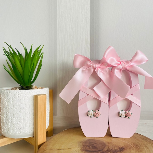 Ballet shoes nursery decor wooden decor nursery girls nursery decor, ballet baby gift floral , floral shoe pink custom freestanding slipper