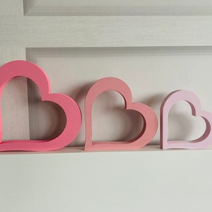 Freestanding wooden hollow heart shape ornament decor any colour girly bedroom shelf decor pink nursery girls room image 4