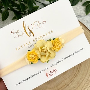 Flower headband, lemon headband, baby headband, yellow flower headband, photo shoot prop, wedding hair, christening band