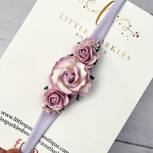 Maulbeerpapier Blumen Haarband: Flieder Baby Taufband