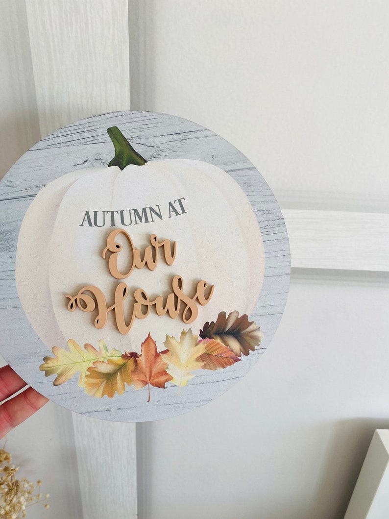 Halloween wooden plaque sign door hanging wall hanging, pumpkin autumn decor home family sign Halloween at the image 1