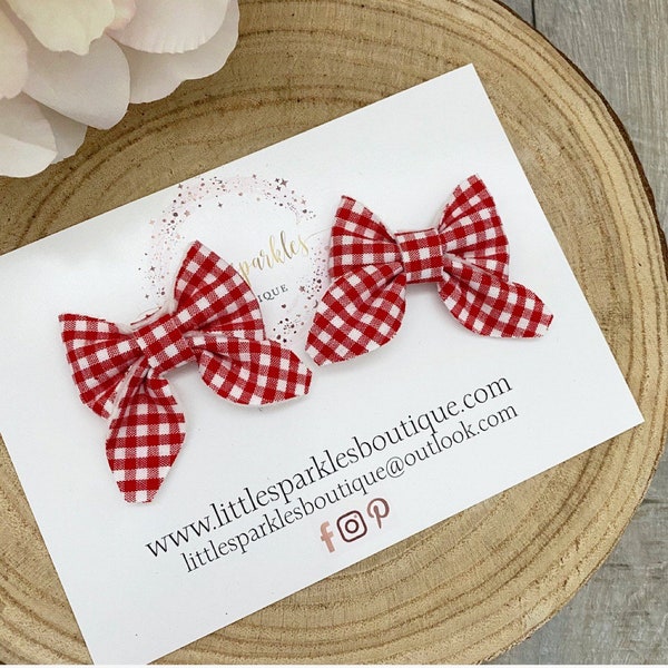 School bow, piggie set, red bow, red glitter bow, gingham bow, baby bow, girls hair accessories