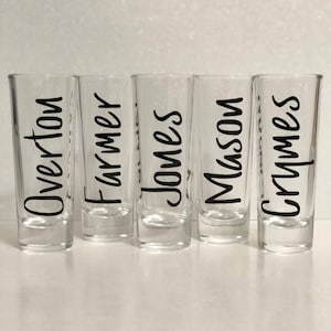 Personalized Shot Glasses, Custom Shot Glasses, Bridal Party Shot Glasses, Bridesmaid Gifts,  Party Favors, Gold Party Favor, Monogram, Gold
